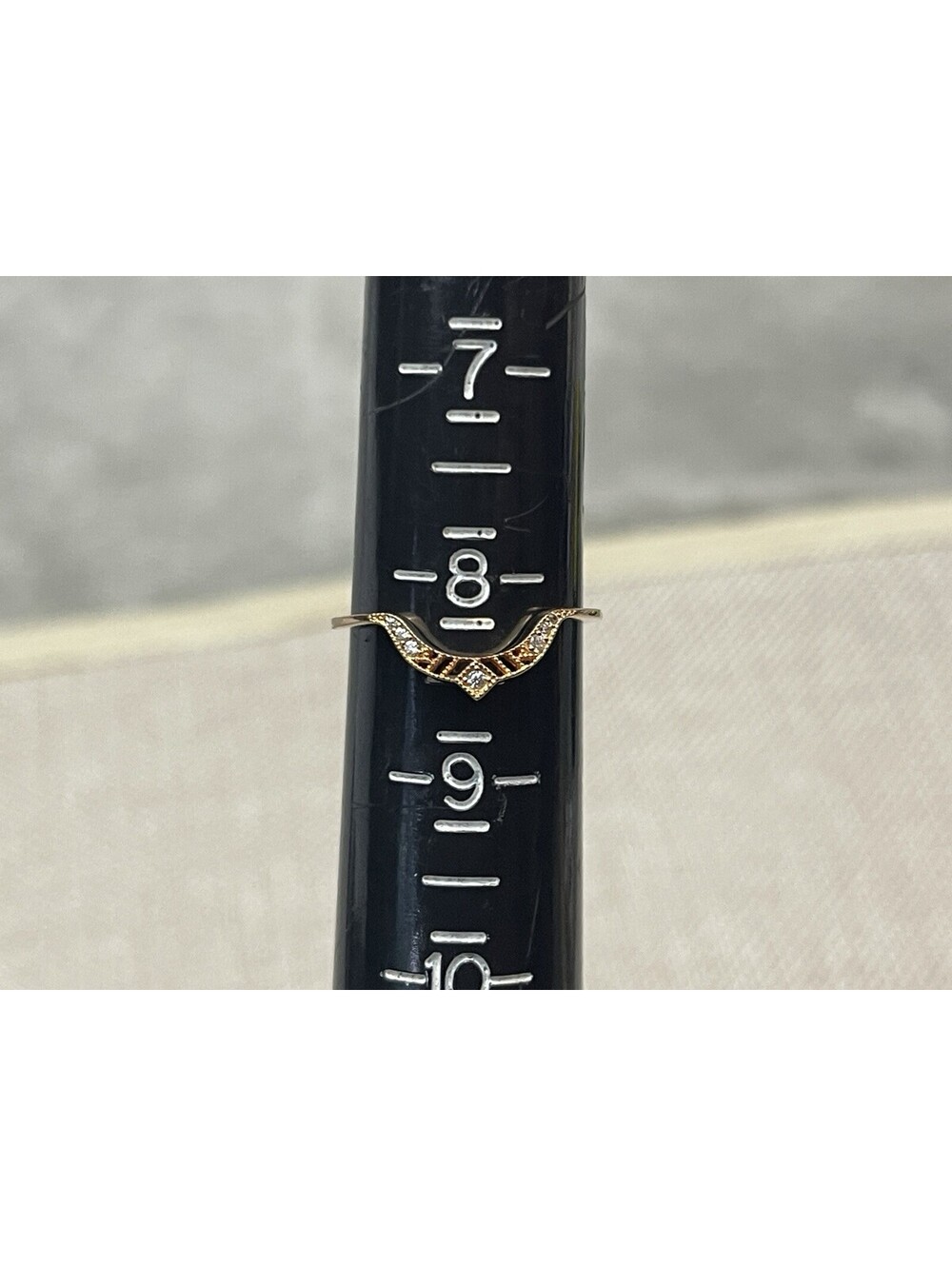 Dainty Rose Gold Plated 925 Silver V-Band CZ Stacking Ring